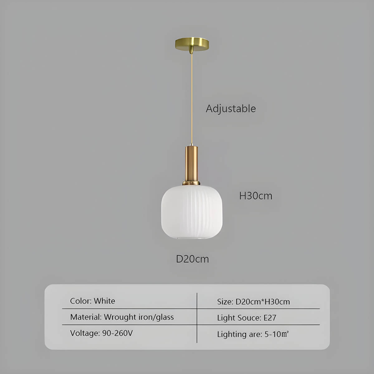 Variant image for Vintage Brushed Glass Pendant Light – Elegant Hanging Fixture for Warm Kitchen Ambient Lighting-11