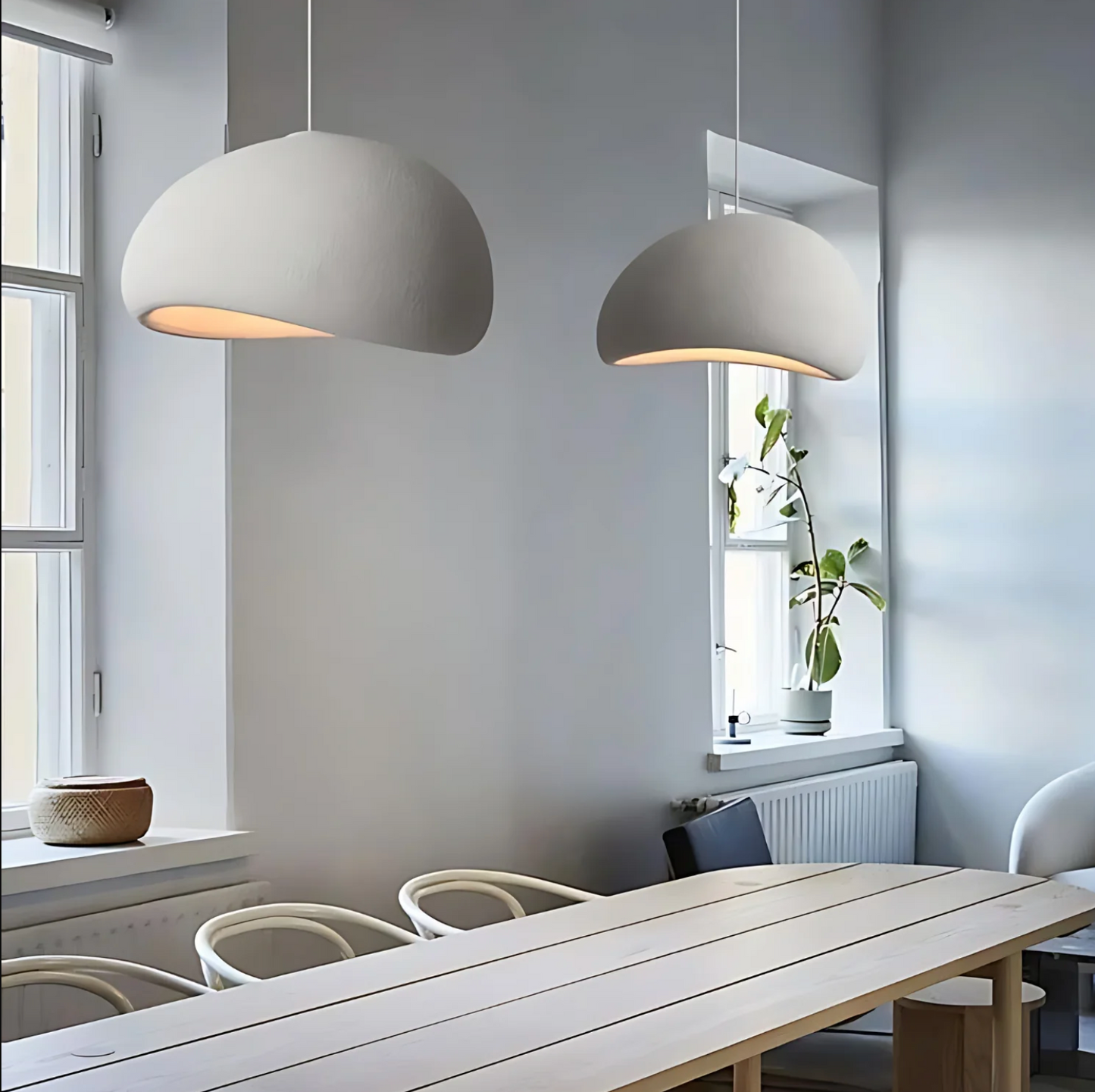 Nordic Wabi Sabi Pendant Light – Minimalist Chandelier for Modern Interiors, E27 LED Compatible, Available in White and Gray
