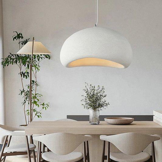 Nordic Wabi Sabi Pendant Light – Minimalist Chandelier for Modern Interiors, E27 LED Compatible, Available in White and Gray