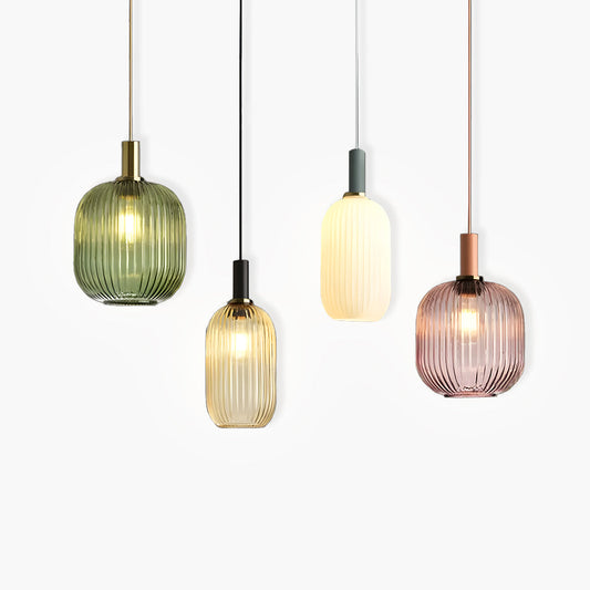 Vintage Brushed Glass Pendant Light – Elegant Hanging Fixture for Warm Kitchen Ambient Lighting-2