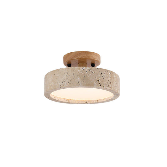 Variant image for Round Yellow Travertine Flush Mount Ceiling Light with Smart Control and Dimmable LED – Modern Design for Versatile Lighting-1