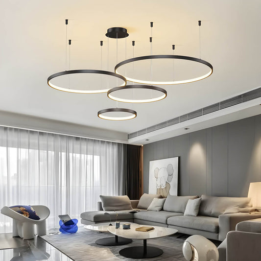 Lumos - Olympia Black Kitchen Pendant Light 40cm Ring