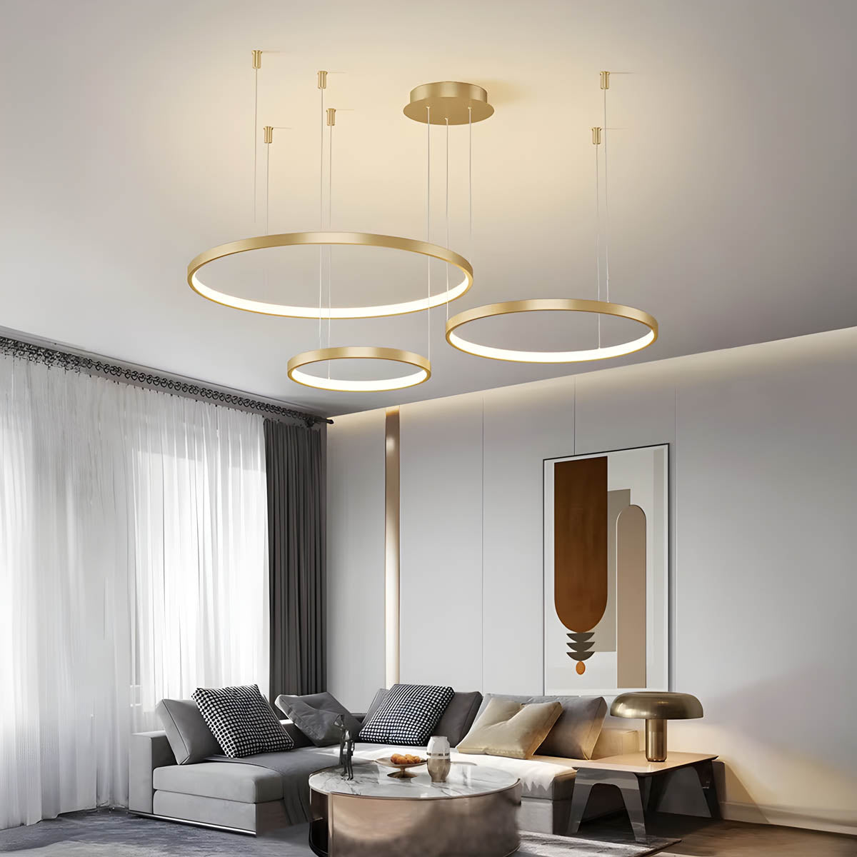 Lumos - Olympia Black Kitchen Pendant Light 40cm Ring
