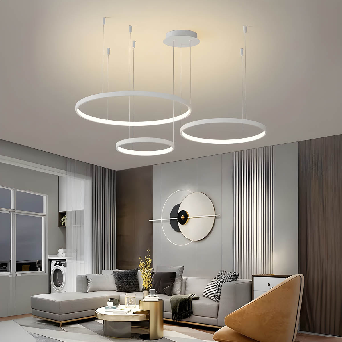 Lumos - Olympia Black Kitchen Pendant Light 40cm Ring
